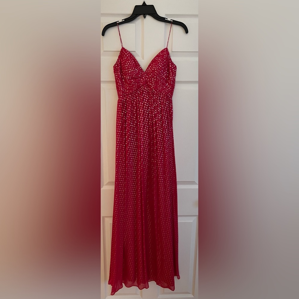 Aqua Pink and Gold Long Cocktail Dress